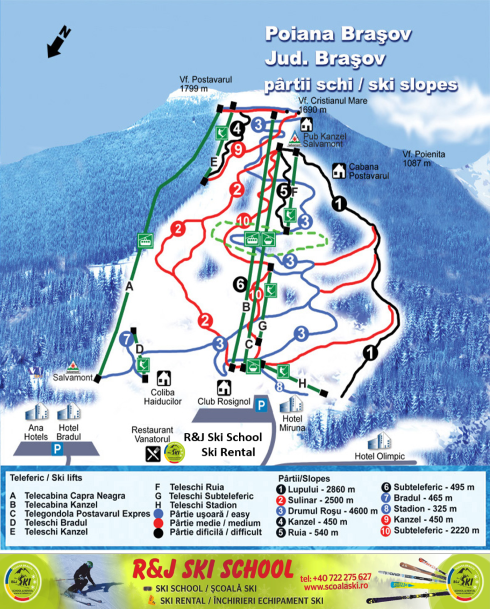 Partii de ski in Poiana Brasov / Poiana Brasov ski slopes for all levels 